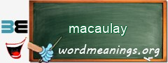 WordMeaning blackboard for macaulay